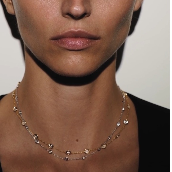 DORSEY Clemence 7.5 Carat, 15 White Sapphire and 18K Gold Vermeil Bezel Necklace - Picture 4 of 6